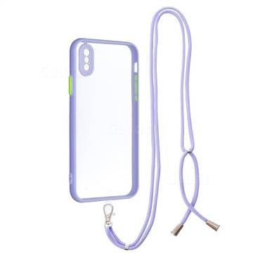 Necklace Cross-body Lanyard Strap Cord Phone Case Cover for iPhone XS / iPhone X(5.8 inch) - Purple