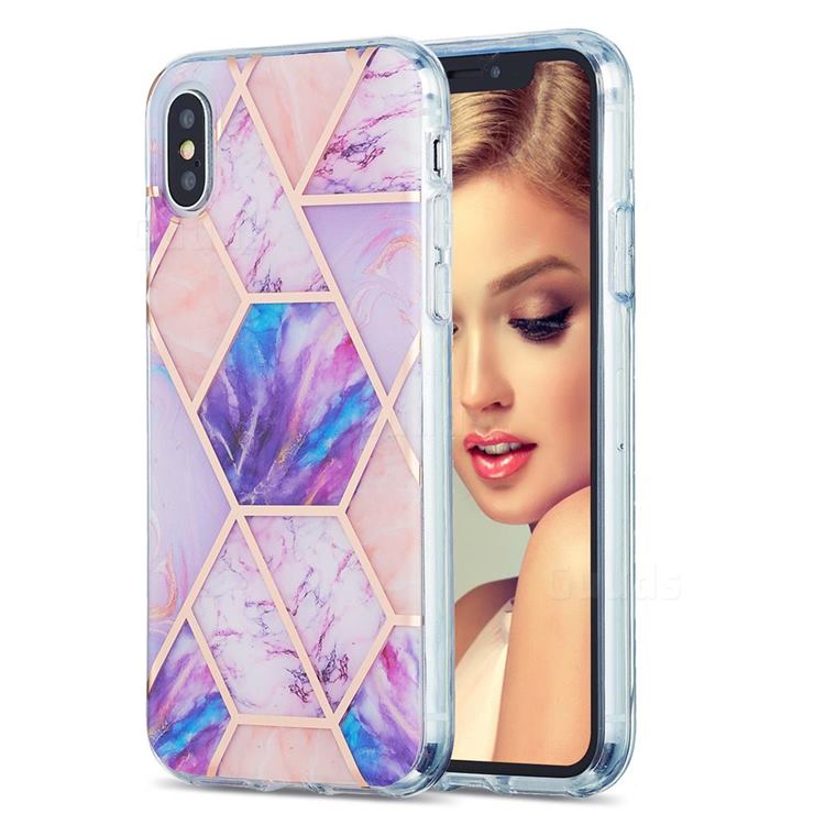 Purple Dream Marble Pattern Galvanized Electroplating Protective Case Cover for iPhone XS / iPhone X(5.8 inch)
