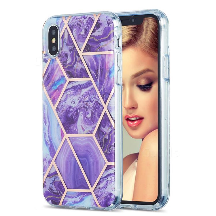 Purple Gagic Marble Pattern Galvanized Electroplating Protective Case Cover for iPhone XS / iPhone X(5.8 inch)