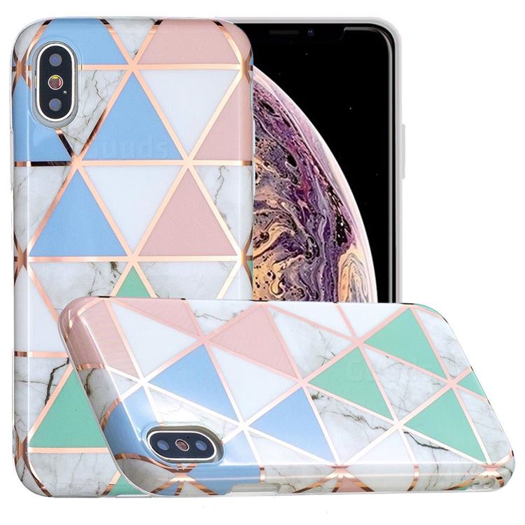 Fresh Triangle Painted Marble Electroplating Protective Case for iPhone XS / iPhone X(5.8 inch)