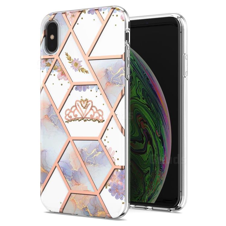 Crown Purple Flower Marble Electroplating Protective Case Cover for iPhone XS / iPhone X(5.8 inch)