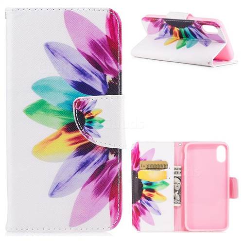 Seven-color Flowers Leather Wallet Case for iPhone XS / X / 10 (5.8 inch)