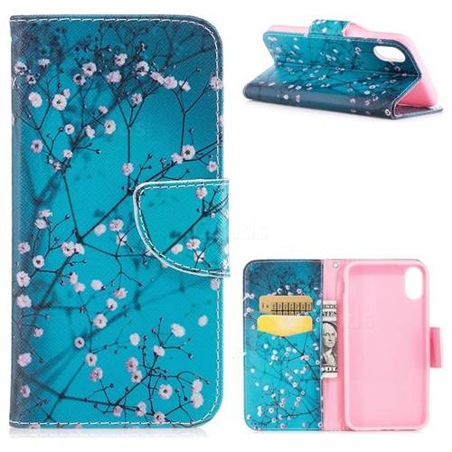 Blue Plum Leather Wallet Case for iPhone XS / X / 10 (5.8 inch)