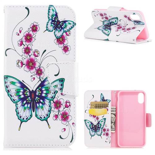 Peach Butterfly Leather Wallet Case for iPhone XS / X / 10 (5.8 inch)