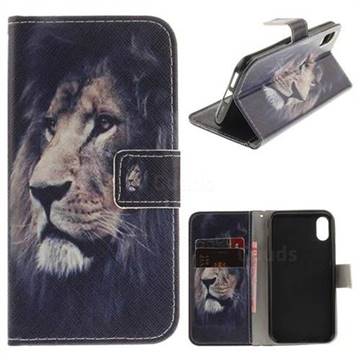 Lion Face PU Leather Wallet Case for iPhone XS / X / 10 (5.8 inch)