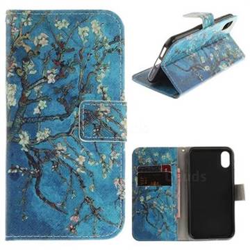 Apricot Tree PU Leather Wallet Case for iPhone XS / X / 10 (5.8 inch)