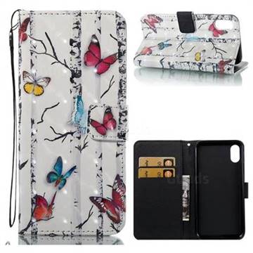 Colored Butterflies 3D Painted Leather Wallet Case for iPhone XS / X / 10 (5.8 inch)