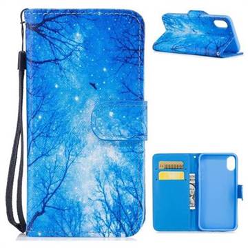 Blue Woods PU Leather Wallet Case for iPhone XS / X / 10 (5.8 inch)