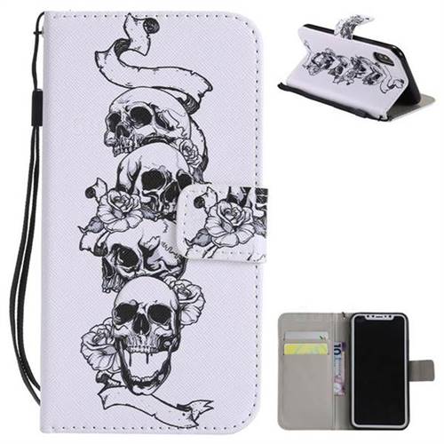 Skull Head PU Leather Wallet Case for iPhone XS / X / 10 (5.8 inch)