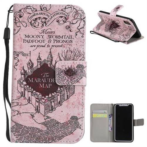 Castle The Marauders Map PU Leather Wallet Case for iPhone XS / X / 10 (5.8 inch)