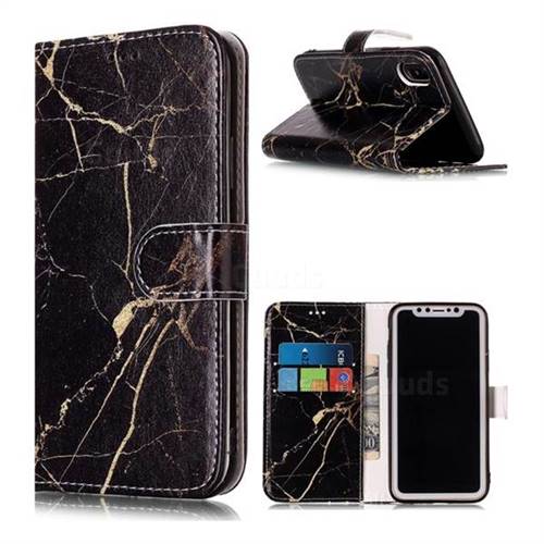 Black Gold Marble PU Leather Wallet Case for iPhone XS / X / 10 (5.8 inch)