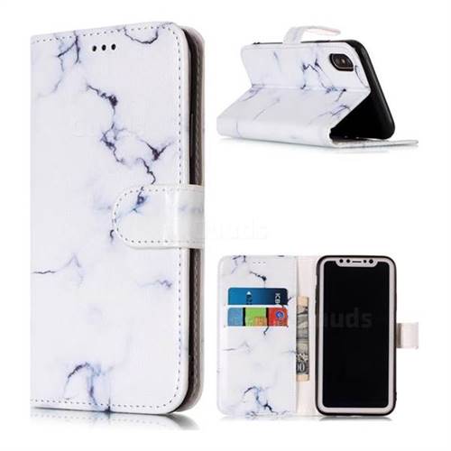 Soft White Marble PU Leather Wallet Case for iPhone XS / X / 10 (5.8 inch)