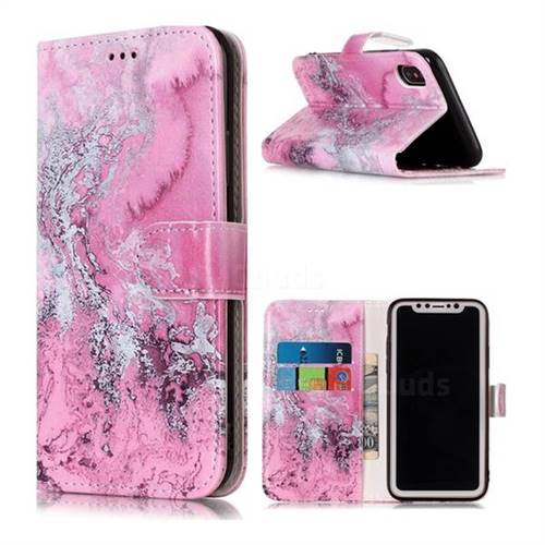 Pink Seawater PU Leather Wallet Case for iPhone XS / X / 10 (5.8 inch)
