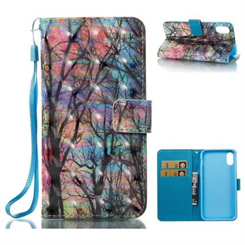 Color Tree 3D Painted Leather Wallet Case for iPhone XS / X / 10 (5.8 inch)