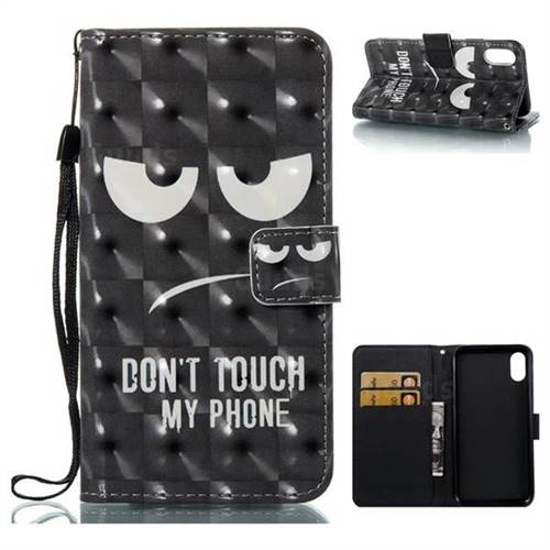 Do Not Touch My Phone 3D Painted Leather Wallet Case for iPhone XS / X / 10 (5.8 inch)