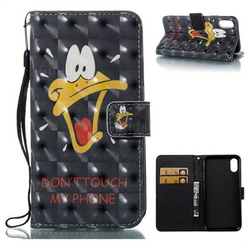 Saliva Duck 3D Painted Leather Wallet Case for iPhone XS / X / 10 (5.8 inch)
