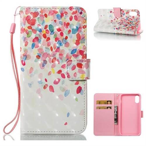 Colored Petals 3D Painted Leather Wallet Case for iPhone XS / X / 10 (5.8 inch)