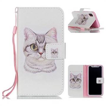 Lovely Cat Leather Wallet Phone Case for iPhone XS / X / 10 (5.8 inch)