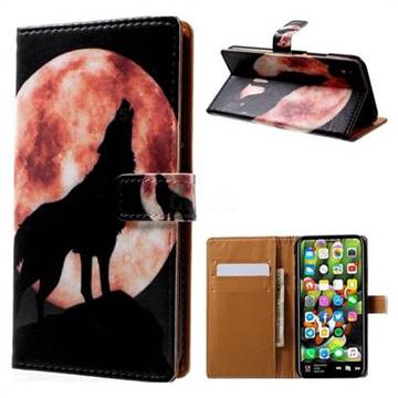 Moon Wolf Leather Wallet Case for iPhone XS / X / 10 (5.8 inch)