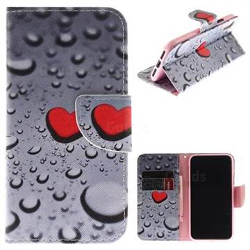 Heart Raindrop PU Leather Wallet Case for iPhone XS / X / 10 (5.8 inch)