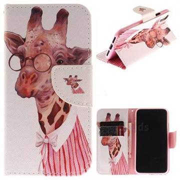 Pink Giraffe PU Leather Wallet Case for iPhone XS / X / 10 (5.8 inch)