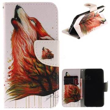 Color Wolf PU Leather Wallet Case for iPhone XS / X / 10 (5.8 inch)