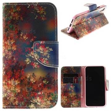 Colored Flowers PU Leather Wallet Case for iPhone XS / X / 10 (5.8 inch)
