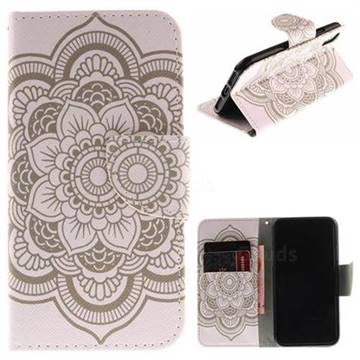 White Flowers PU Leather Wallet Case for iPhone XS / X / 10 (5.8 inch)
