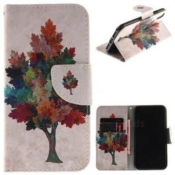 Colored Tree PU Leather Wallet Case for iPhone XS / X / 10 (5.8 inch)