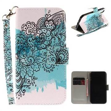 Butterfly Flowers Hand Strap Leather Wallet Case for iPhone XS / X / 10 (5.8 inch)