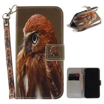 Young Eagle Hand Strap Leather Wallet Case for iPhone XS / X / 10 (5.8 inch)