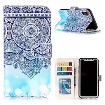 Totem Flower 3D Relief Oil PU Leather Wallet Case for iPhone XS / X / 10 (5.8 inch)