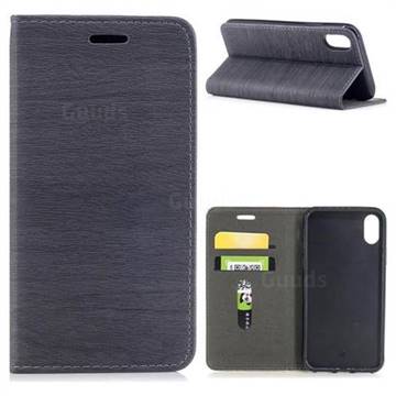Tree Bark Pattern Automatic suction Leather Wallet Case for iPhone XS / X / 10 (5.8 inch) - Gray