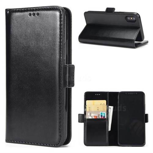 Luxury Crazy Horse PU Leather Wallet Case for iPhone XS / X / 10 (5.8 inch) - Black