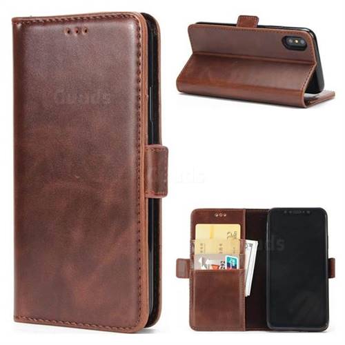 Luxury Crazy Horse PU Leather Wallet Case for iPhone XS / X / 10 (5.8 inch) - Coffee