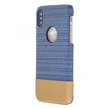 Canvas Cloth Coated Plastic Back Cover for iPhone XS / X / 10 (5.8 inch) - Light Blue