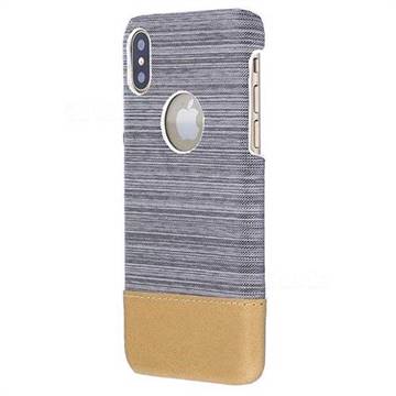 Canvas Cloth Coated Plastic Back Cover for iPhone XS / X / 10 (5.8 inch) - Light Grey