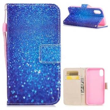 Blue Powder PU Leather Wallet Case for iPhone XS / X / 10 (5.8 inch)