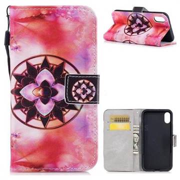 Red Mandala PU Leather Wallet Case for iPhone XS / X / 10 (5.8 inch)