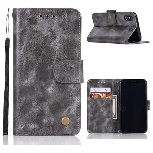 Luxury Retro Leather Wallet Case for iPhone XS / X / 10 (5.8 inch) - Gray