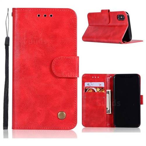 Luxury Retro Leather Wallet Case for iPhone XS / X / 10 (5.8 inch) - Red
