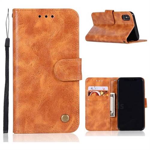 Luxury Retro Leather Wallet Case for iPhone XS / X / 10 (5.8 inch) - Golden