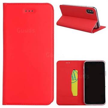 Ultra Slim Automatic Suction Leather Wallet Case for iPhone XS / X / 10 (5.8 inch) - Red