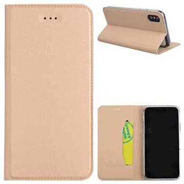 Ultra Slim Automatic Suction Leather Wallet Case for iPhone XS / X / 10 (5.8 inch) - Champagne
