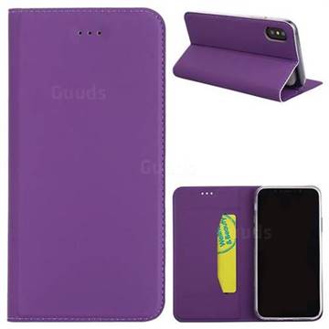 Ultra Slim Automatic Suction Leather Wallet Case for iPhone XS / X / 10 (5.8 inch) - Purple