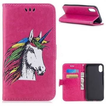 Watercolor Unicorn Leather Wallet Holster Case for iPhone XS / X / 10 (5.8 inch) - Rose