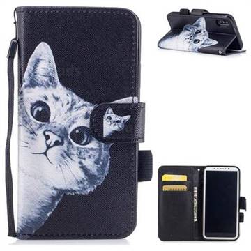 Curious Cat PU Leather Wallet Case for iPhone XS / X / 10 (5.8 inch)