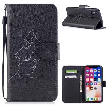 Kiss Streak PU Leather Wallet Case for iPhone XS / X / 10 (5.8 inch)