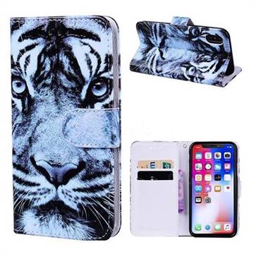 Snow Tiger 3D Relief Oil PU Leather Wallet Case for iPhone XS / X / 10 (5.8 inch)