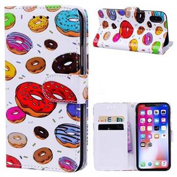 Doughnut 3D Relief Oil PU Leather Wallet Case for iPhone XS / X / 10 (5.8 inch)